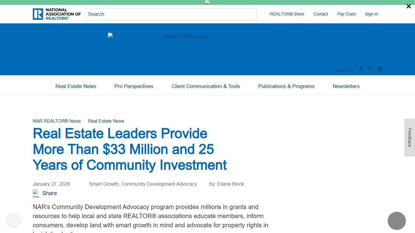 Real Estate Leaders Provide More Than $33 Million and 25 Years of Community Investment